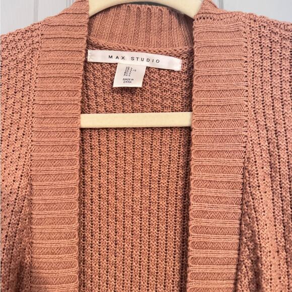 Max Studio Brown Long Cardigan Knit Sweater - Picture 3 of 4